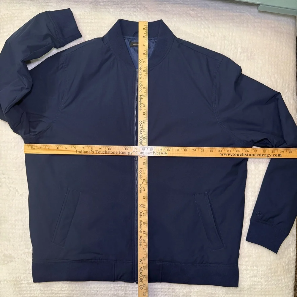 Banana Republic Mens Navy Blue Full Zip Bomber Jacket XL‎ Lightweight Lined